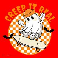 Creep It Real Skater Ghost Halloween Retro Santa Hat thumb 1
