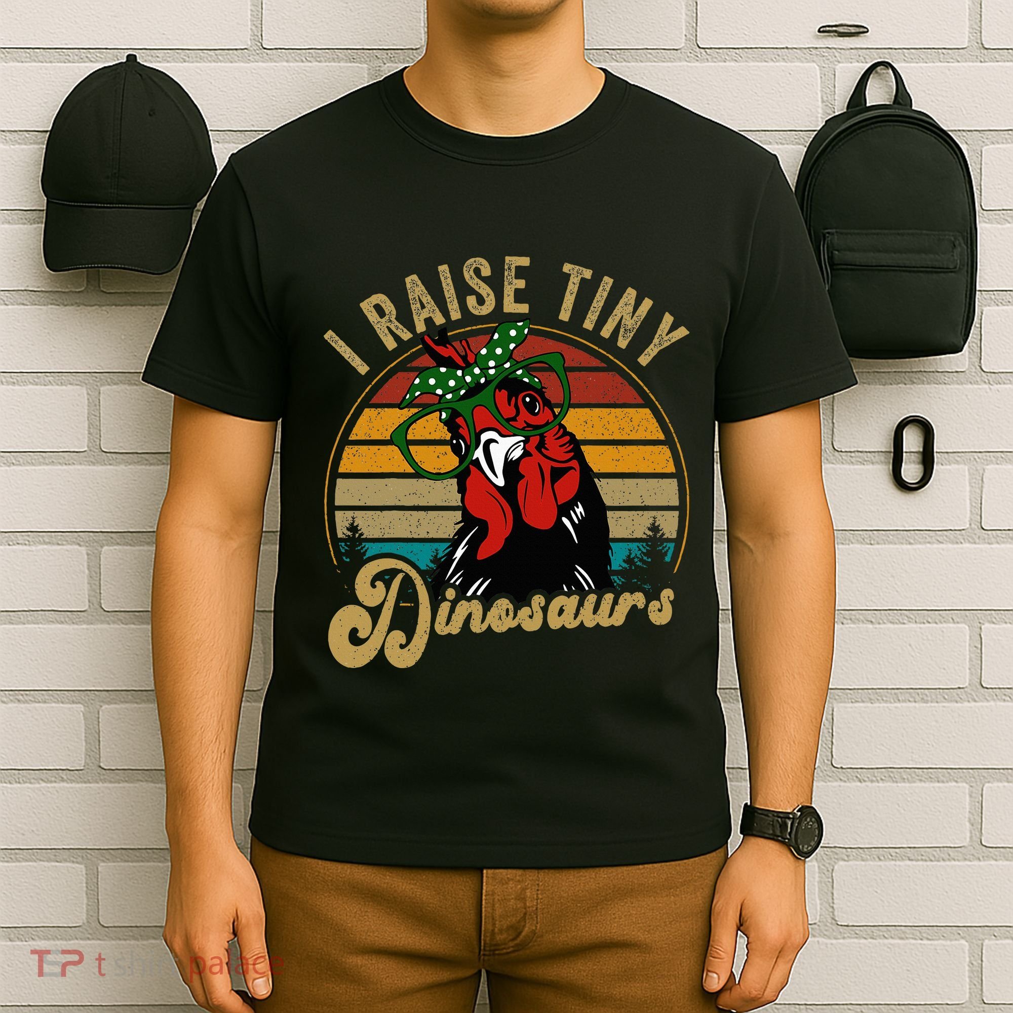 Chicken I Raise Tiny Dinosaurs Funny Mama Hen Farm Mom T-Shirt