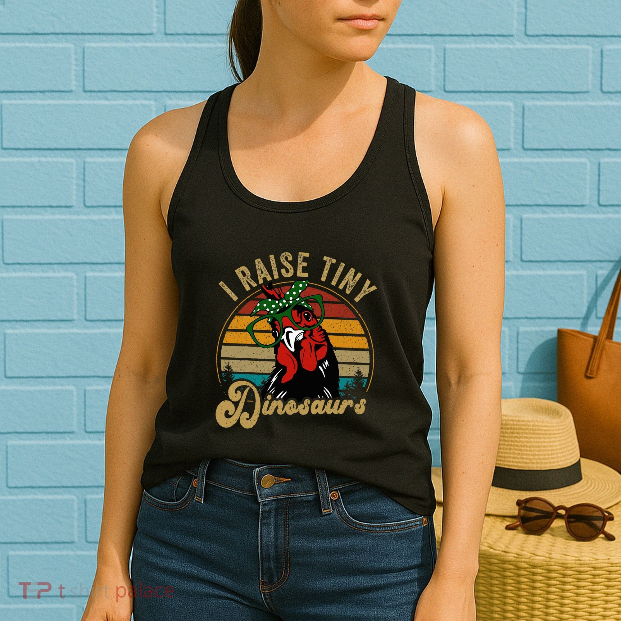 Chicken I Raise Tiny Dinosaurs Funny Mama Hen Farm Mom Women's Tank Top