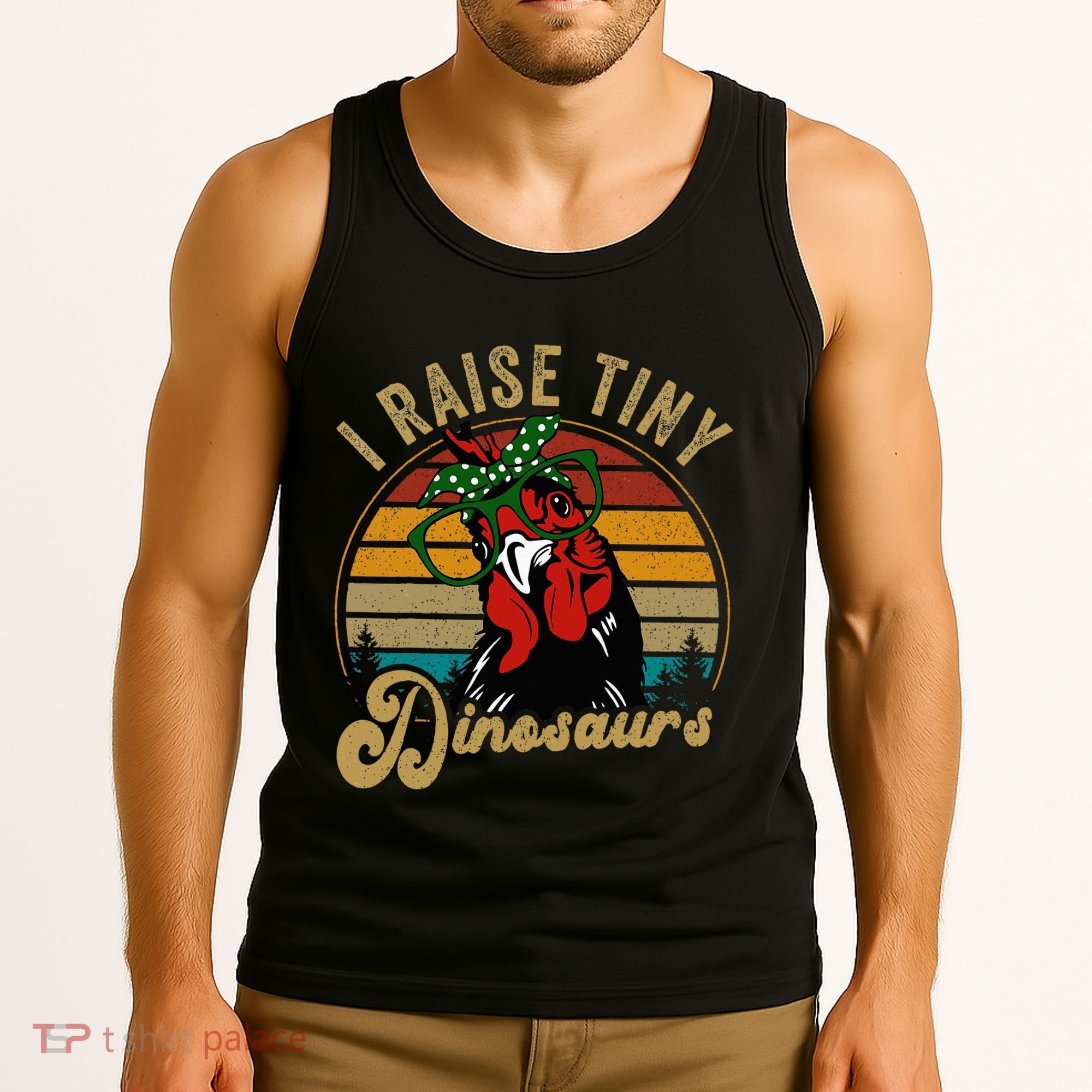 Chicken I Raise Tiny Dinosaurs Funny Mama Hen Farm Mom Tank Top