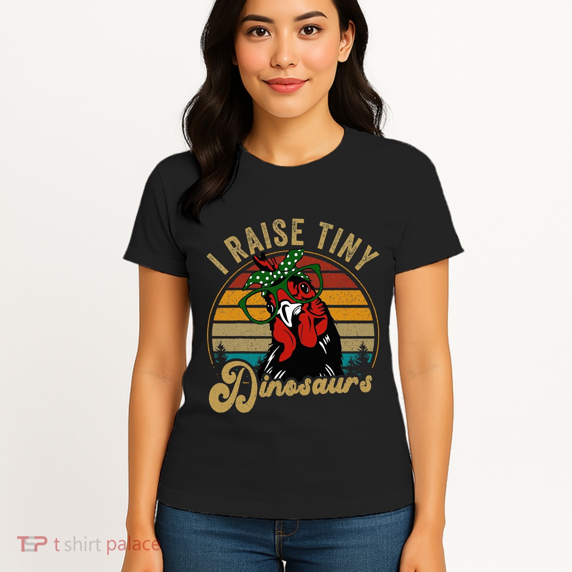 Chicken I Raise Tiny Dinosaurs Funny Mama Hen Farm Mom Women's T-Shirt