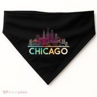 Chicago Illinois Skyline City Souvenir USA-Made Doggie Bandana thumb 0