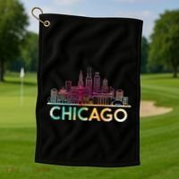 Chicago Illinois Skyline City Souvenir Golf Towel thumb 1