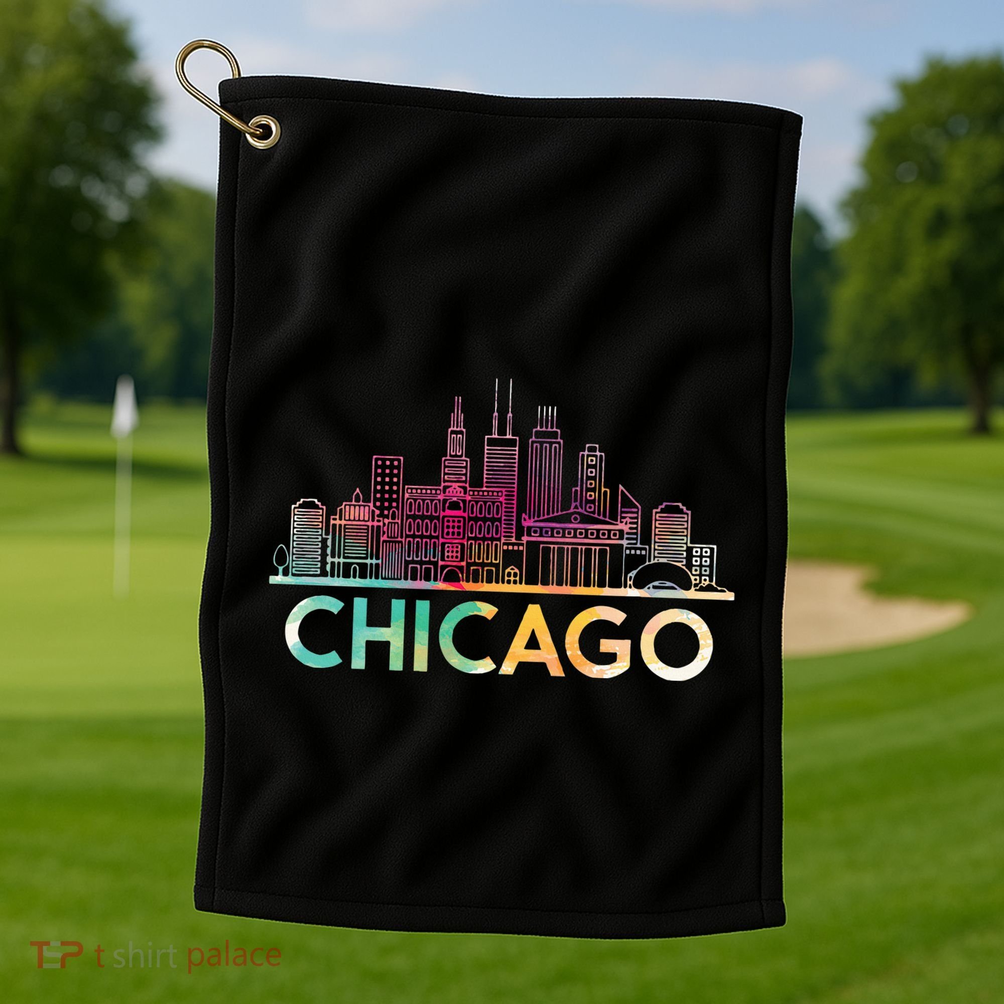 Chicago Illinois Skyline City Souvenir Golf Towel