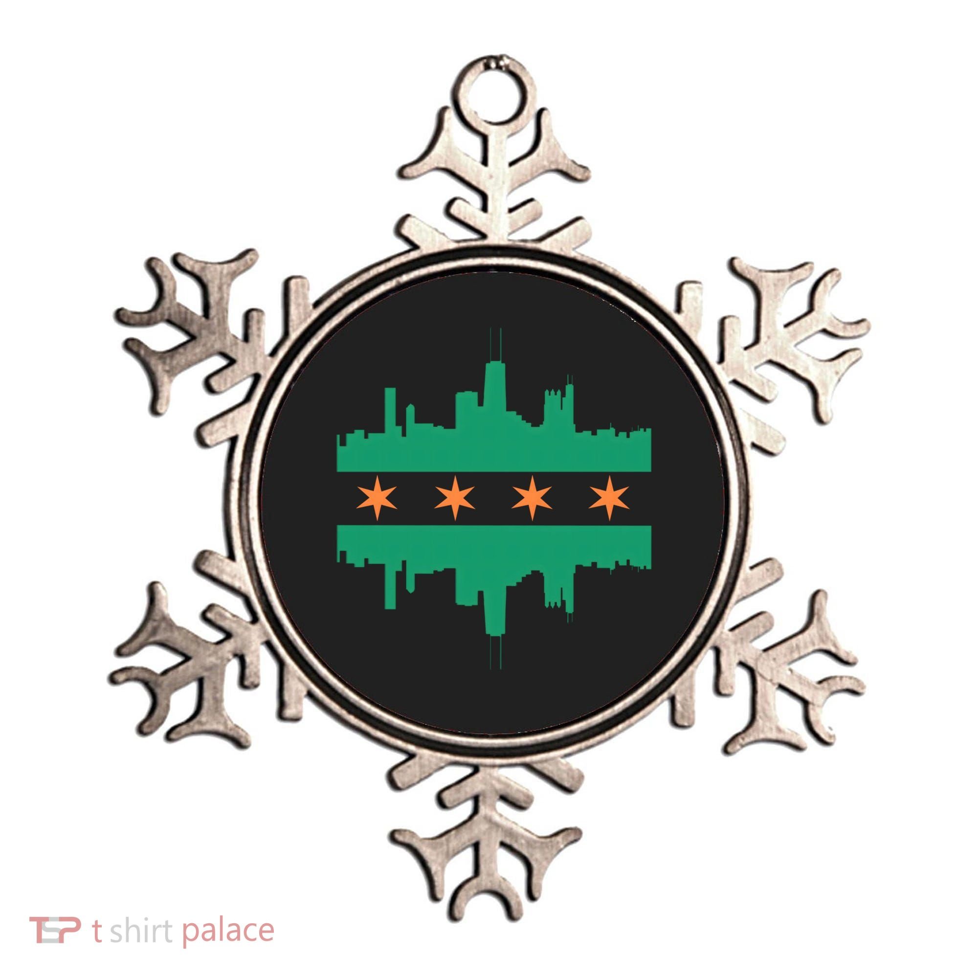 Chicago Irish Skyline St Patricks Day Flag Gift Ornament