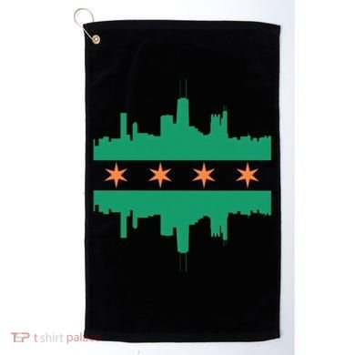Chicago Irish Skyline St Patricks Day Flag Gift Golf Towel