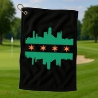 Chicago Irish Skyline St Patricks Day Flag Gift Golf Towel thumb 1