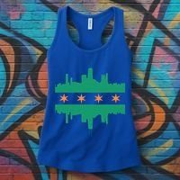 Chicago Irish Skyline St Patricks Day Flag Gift Women's Tank Top thumb 3