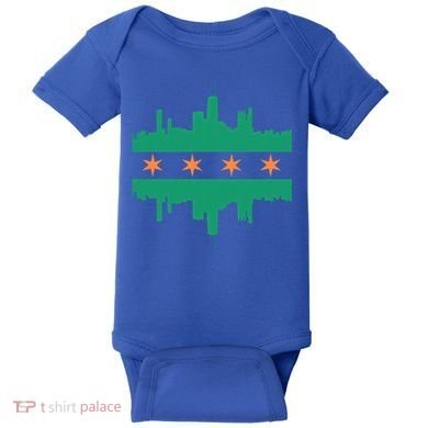 Chicago Irish Skyline St Patricks Day Flag Gift Baby Bodysuit