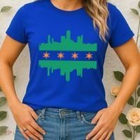 Chicago Irish Skyline St Patricks Day Flag Gift Women's T-Shirt thumb 2