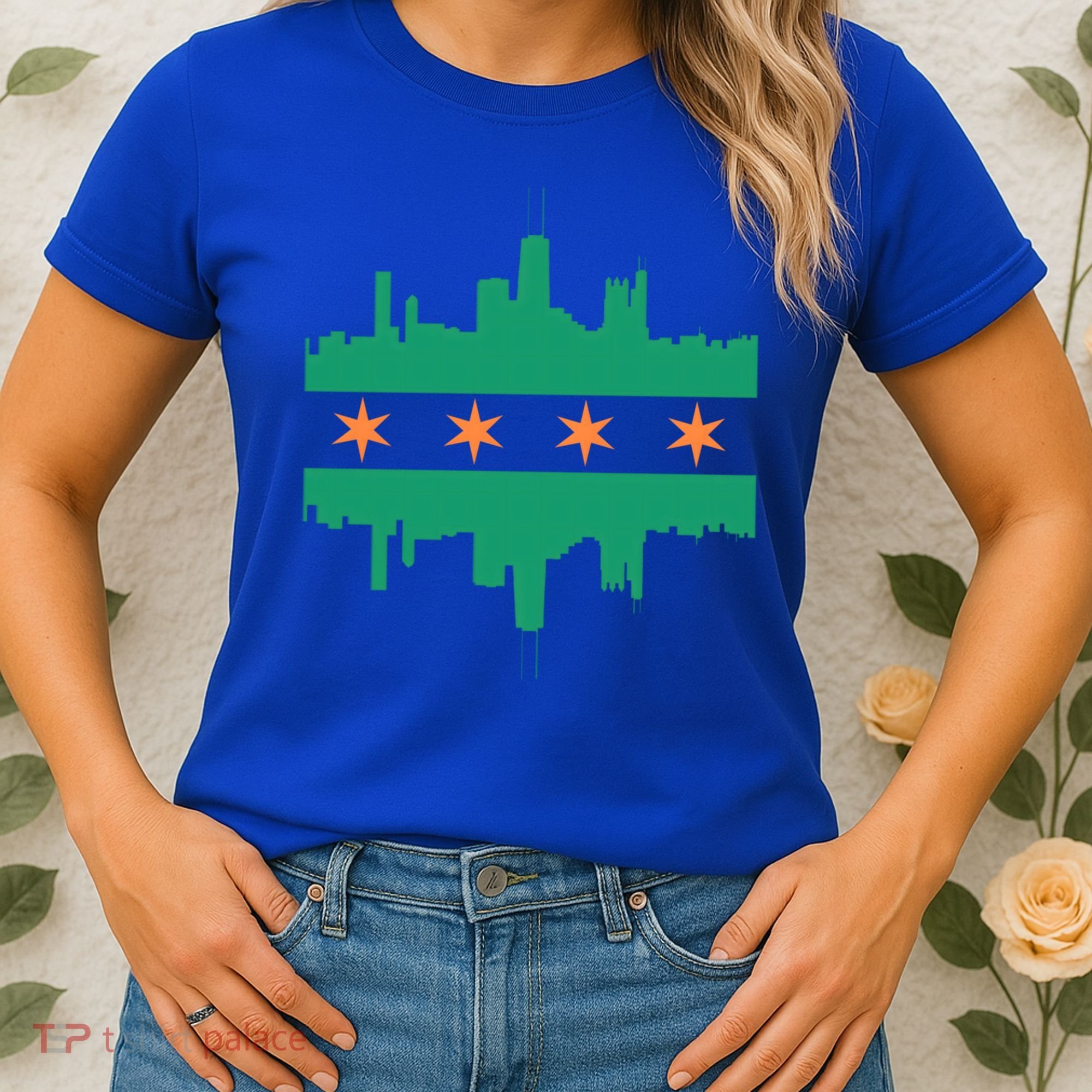 Chicago Irish Skyline St Patricks Day Flag Gift Women's T-Shirt