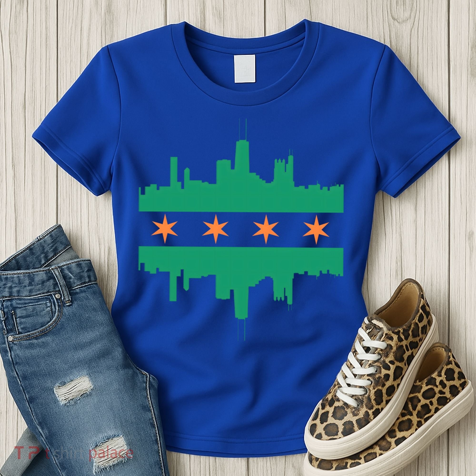 Chicago Irish Skyline St Patricks Day Flag Gift Women's T-Shirt