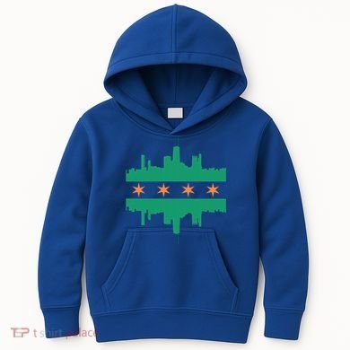 Chicago Irish Skyline St Patricks Day Flag Gift Kids Hoodie