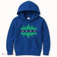 Chicago Irish Skyline St Patricks Day Flag Gift Kids Hoodie thumb 0