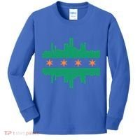 Chicago Irish Skyline St Patricks Day Flag Gift Kids Long Sleeve Shirt thumb 0