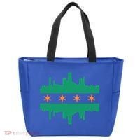 Chicago Irish Skyline St Patricks Day Flag Gift Tote Bag thumb 0