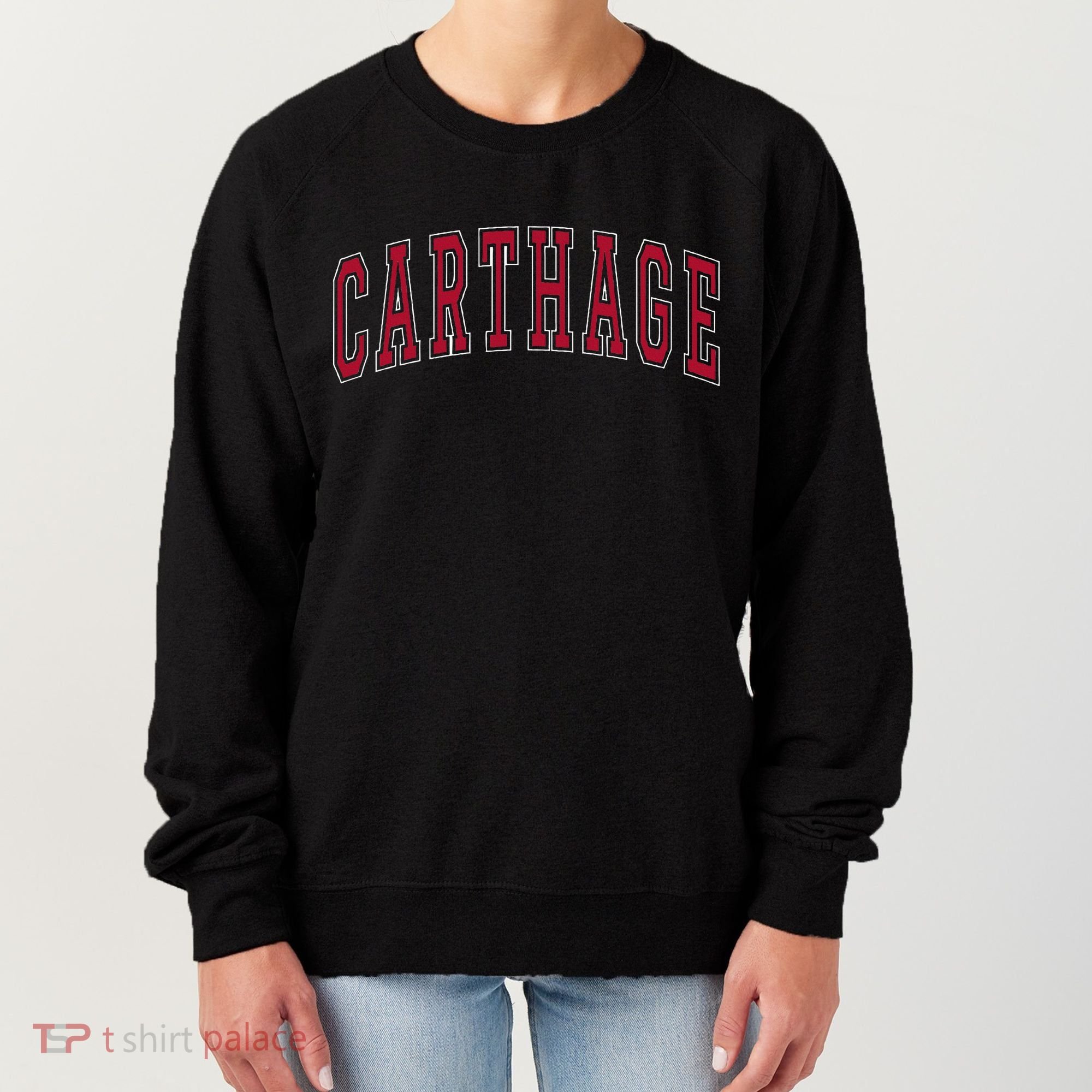 Carthage Illinois Souvenir College Style Red Text Women's Sweatshirt