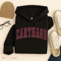 Carthage Illinois Souvenir College Style Red Text Hoodie thumb 4