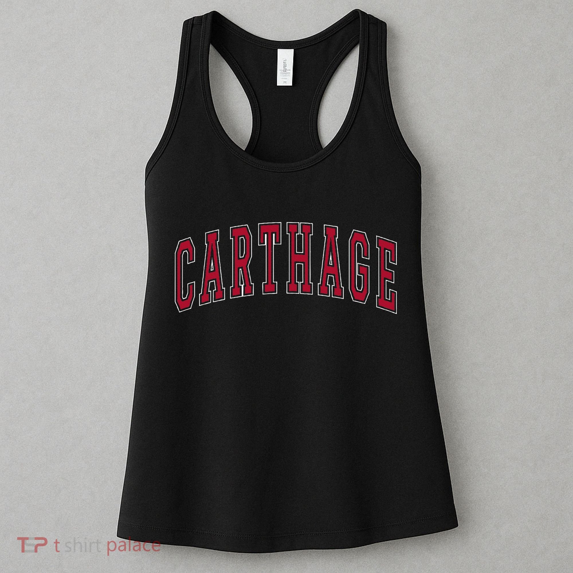 Carthage Illinois Souvenir College Style Red Text Women's Tank Top