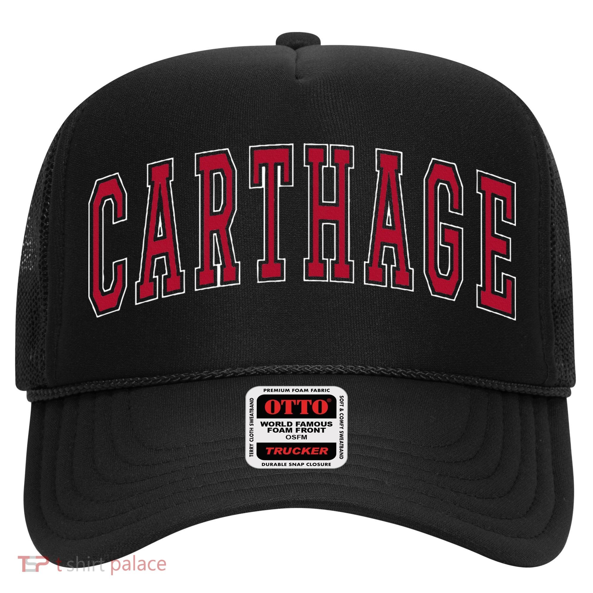 Carthage Illinois Souvenir College Style Red Text Hat