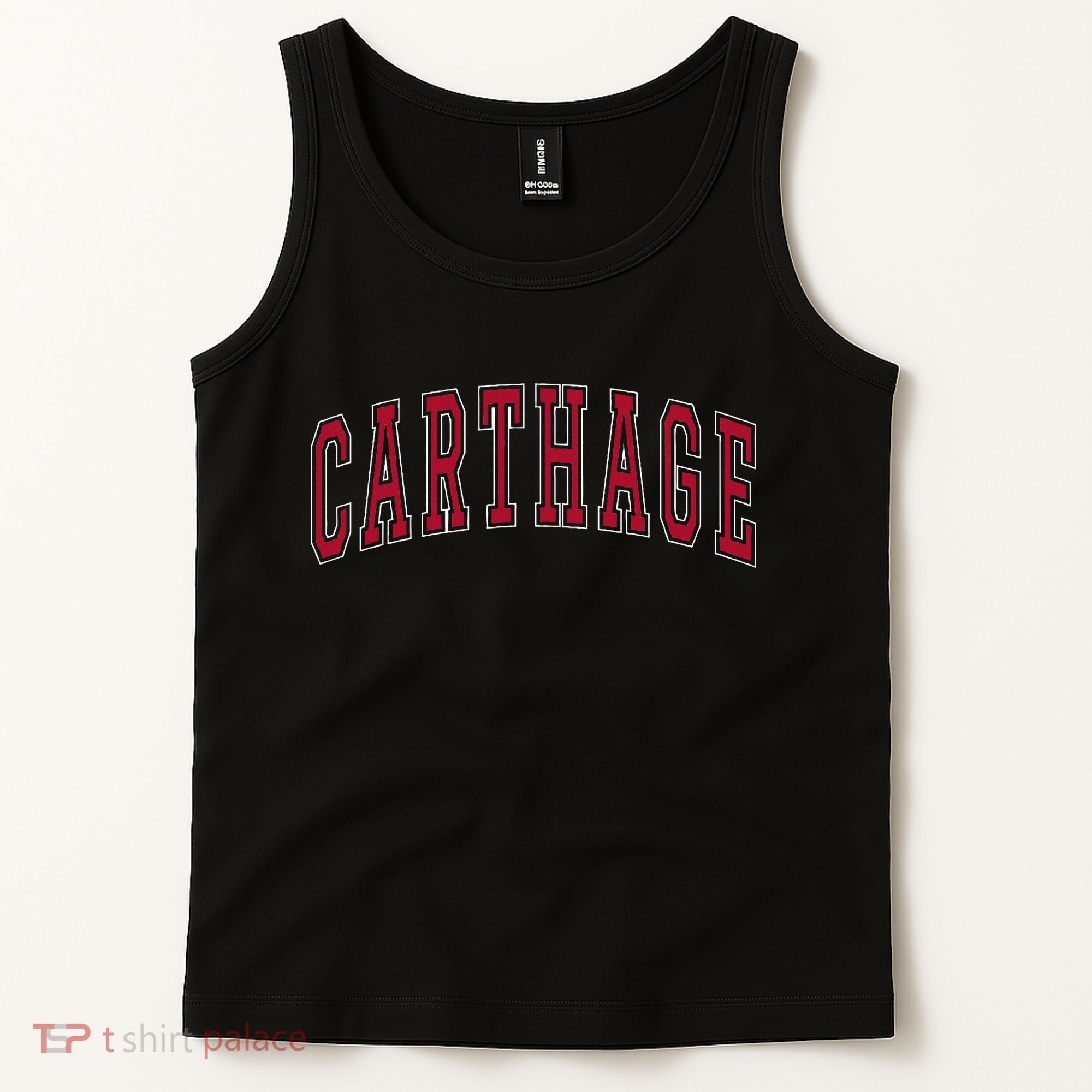 Carthage Illinois Souvenir College Style Red Text Tank Top