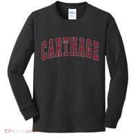 Carthage Illinois Souvenir College Style Red Text Kids Long Sleeve Shirt thumb 0