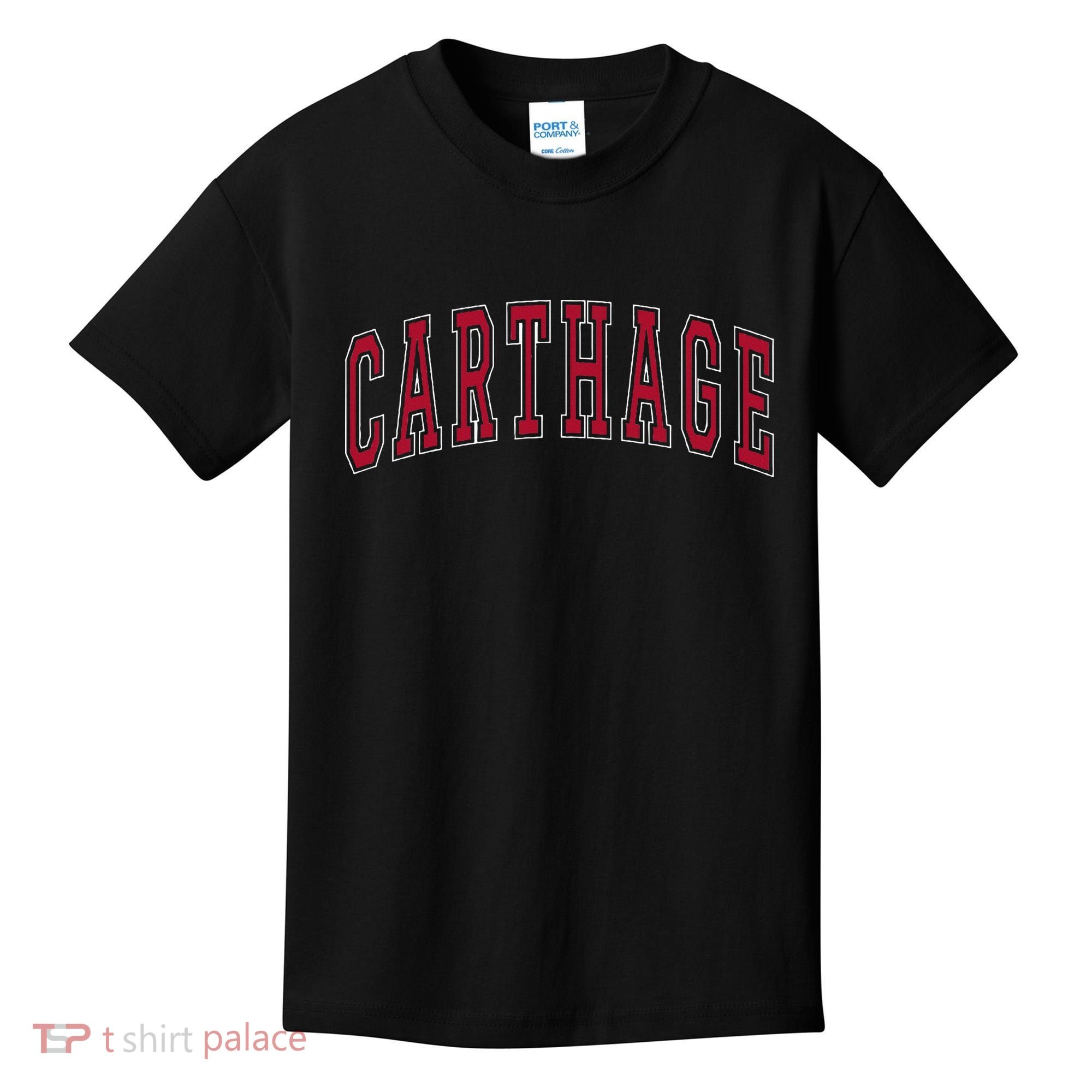 Carthage Illinois Souvenir College Style Red Text Kids T-Shirt