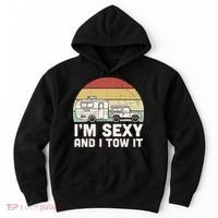 Camping I'm Sexy And I Tow It Funny Retro Sunset Hoodie thumb 0