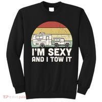 Camping I'm Sexy And I Tow It Funny Retro Sunset Sweatshirt thumb 0