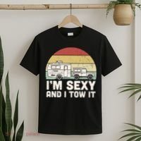 Camping I'm Sexy And I Tow It Funny Retro Sunset T-Shirt thumb 2