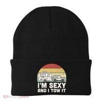 Camping I'm Sexy And I Tow It Funny Retro Sunset Beanie thumb 0