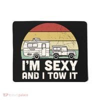 Camping I'm Sexy And I Tow It Funny Retro Sunset Mousepad thumb 0