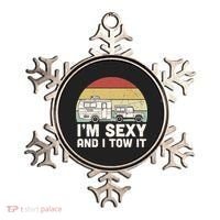 Camping I'm Sexy And I Tow It Funny Retro Sunset Ornament thumb 0