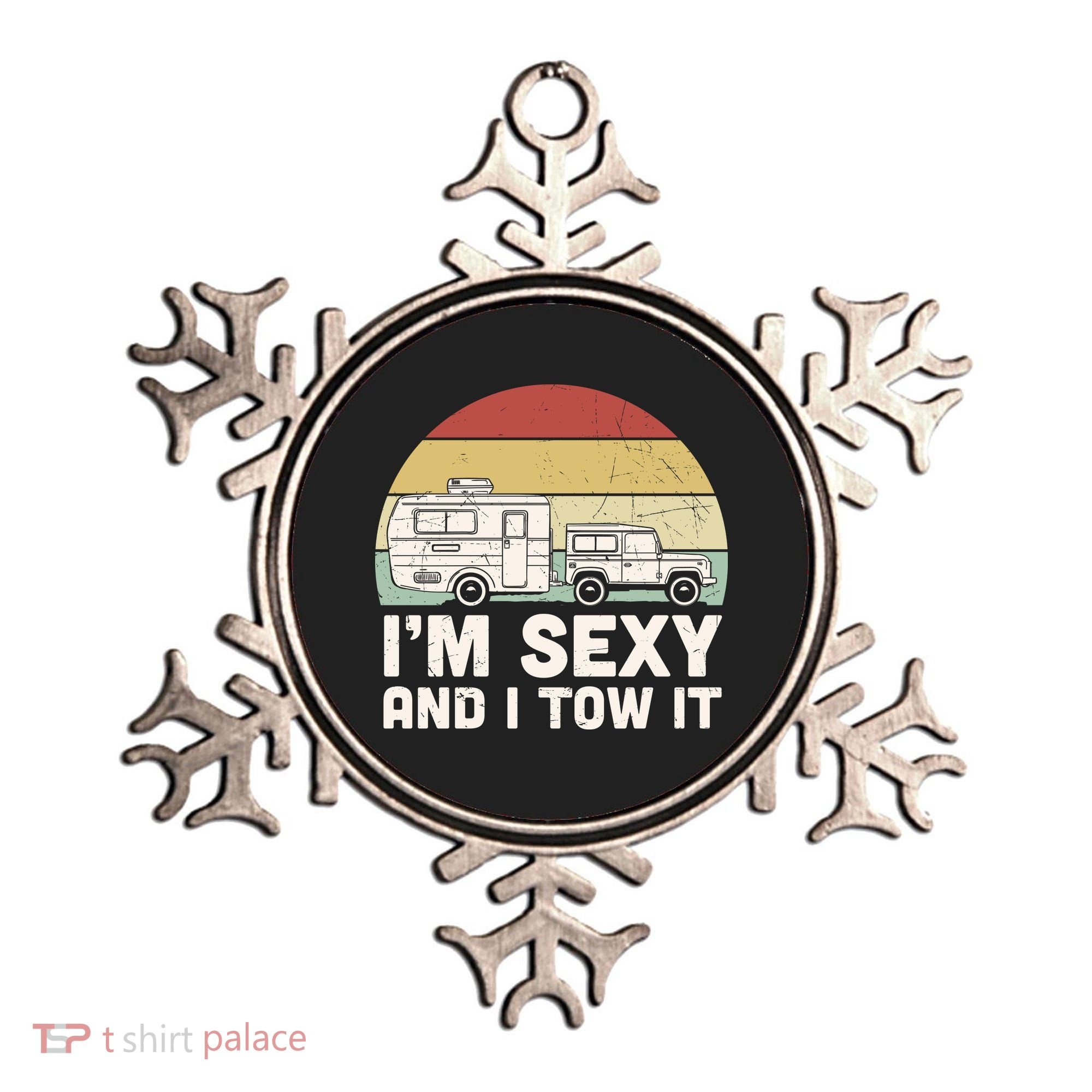 Camping I'm Sexy And I Tow It Funny Retro Sunset Ornament