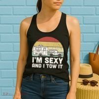 Camping I'm Sexy And I Tow It Funny Retro Sunset Women's Tank Top thumb 2