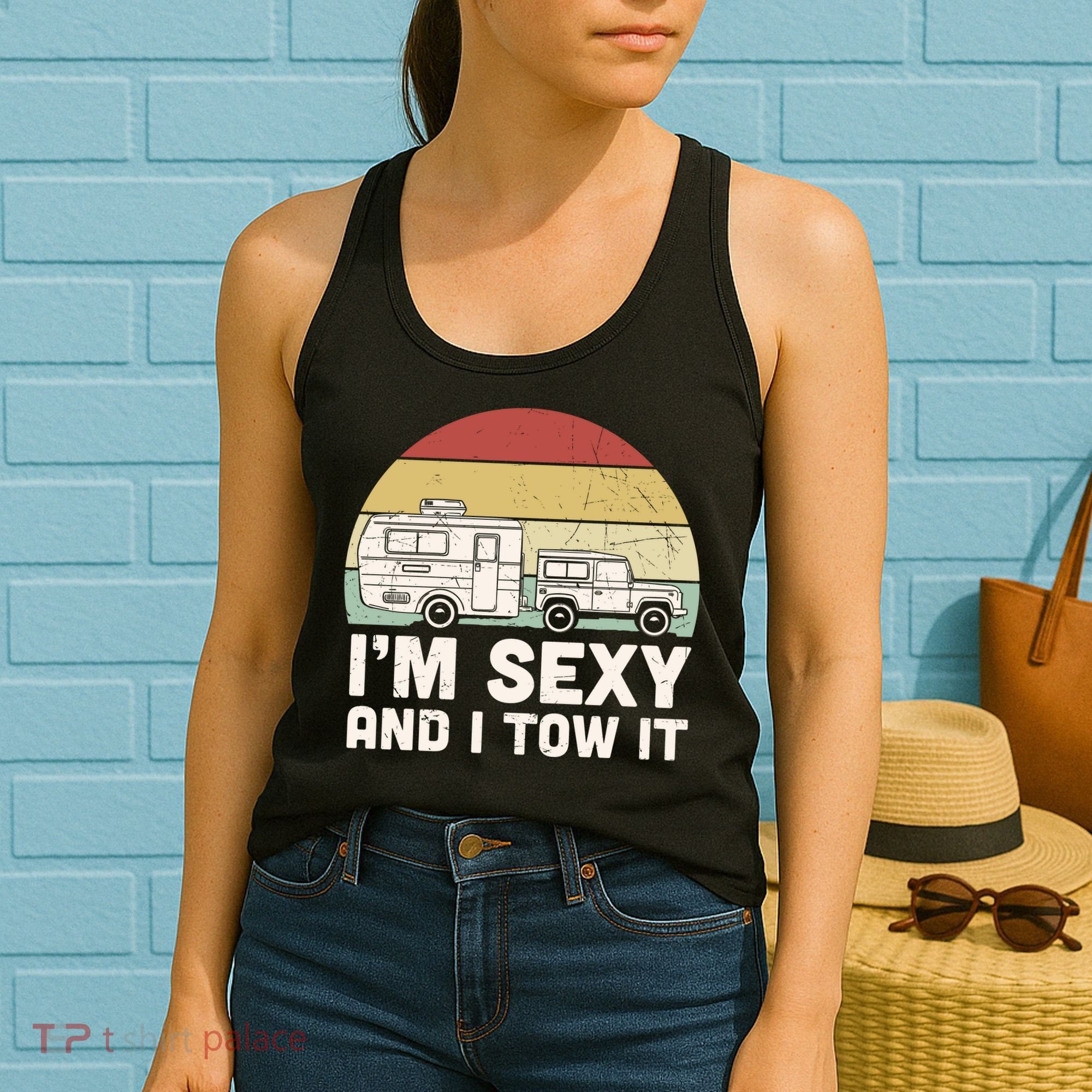 Camping I'm Sexy And I Tow It Funny Retro Sunset Women's Tank Top