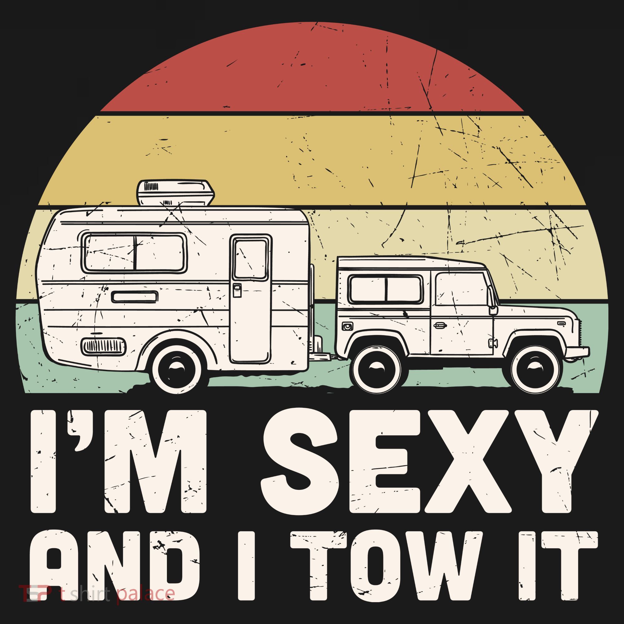 Camping I'm Sexy And I Tow It Funny Retro Sunset Baby Bodysuit