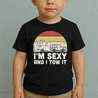 Camping I'm Sexy And I Tow It Funny Retro Sunset Toddler T-Shirt thumb 2