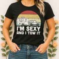 Camping I'm Sexy And I Tow It Funny Retro Sunset Women's T-Shirt thumb 2
