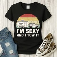 Camping I'm Sexy And I Tow It Funny Retro Sunset Women's T-Shirt thumb 3