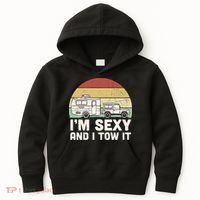Camping I'm Sexy And I Tow It Funny Retro Sunset Kids Hoodie thumb 0