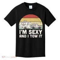 Camping I'm Sexy And I Tow It Funny Retro Sunset Kids T-Shirt thumb 0