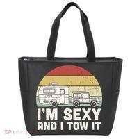 Camping I'm Sexy And I Tow It Funny Retro Sunset Tote Bag thumb 0