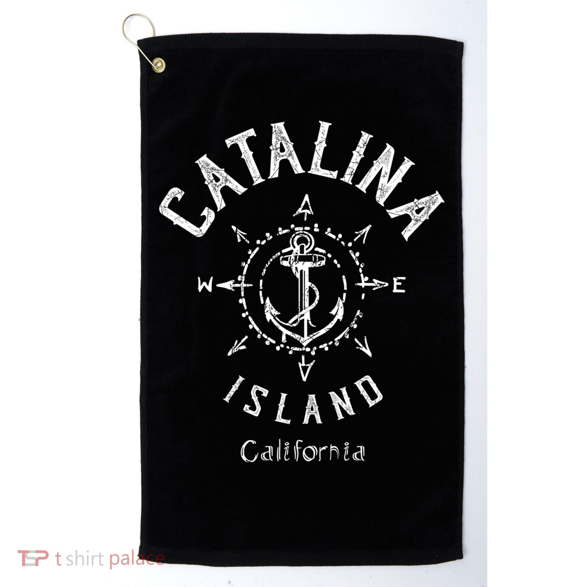 Catalina Island Sailing Compass Rose Beach Boat Great Gift Golf Towel