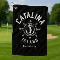 Catalina Island Sailing Compass Rose Beach Boat Great Gift Golf Towel thumb 1