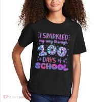 Cute I Sparkled My Way Through Days Of School Kids T-Shirt thumb 2