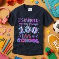 Cute I Sparkled My Way Through Days Of School Kids T-Shirt thumb 3