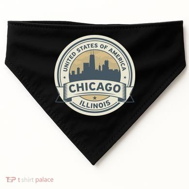 Chicago Illinois Stamp Logo USA-Made Doggie Bandana