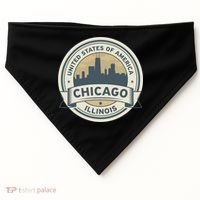 Chicago Illinois Stamp Logo USA-Made Doggie Bandana thumb 0