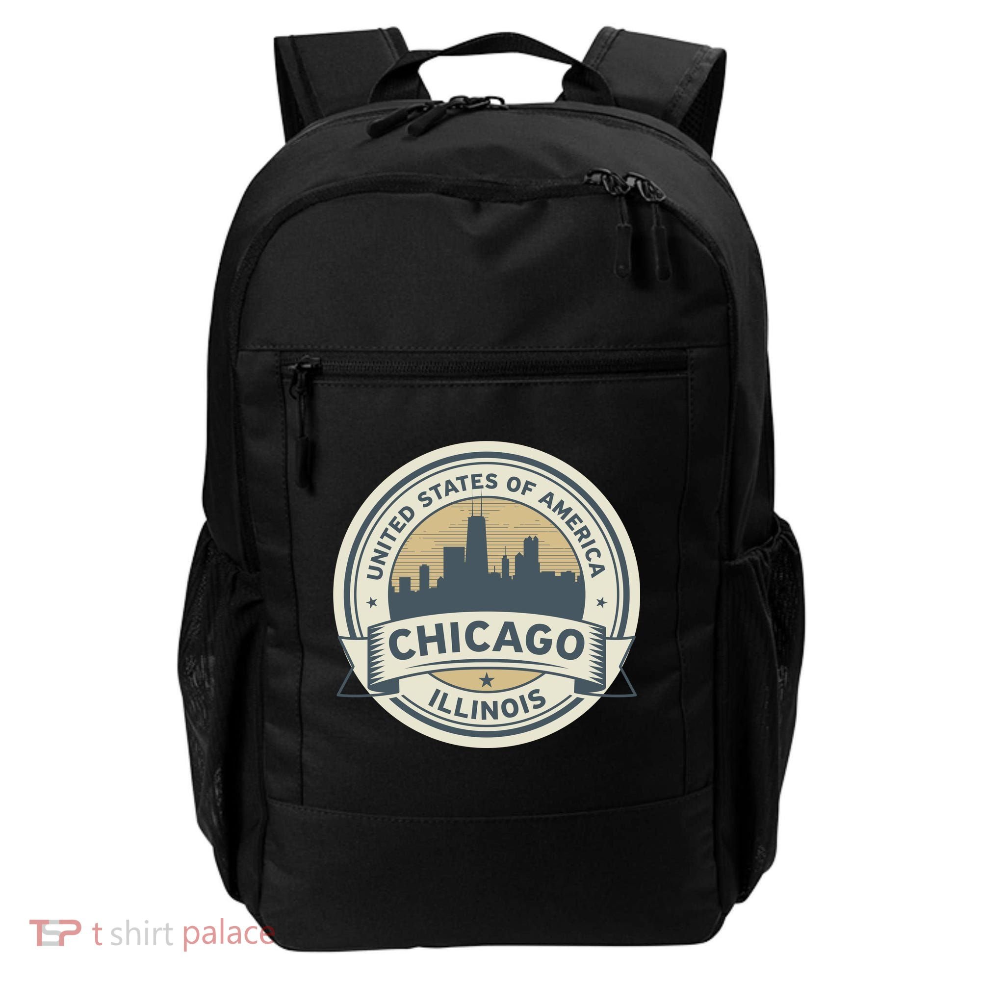 Chicago Illinois Stamp Logo Backpack